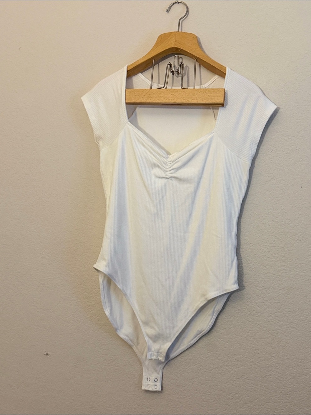 Old Navy White Bodysuit Crewneck Tee Ribbed